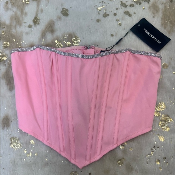 Pretty Little Thing 🎀 Chic Pink Bustier Corset with Rhinestone Detail - Picture 2 of 3